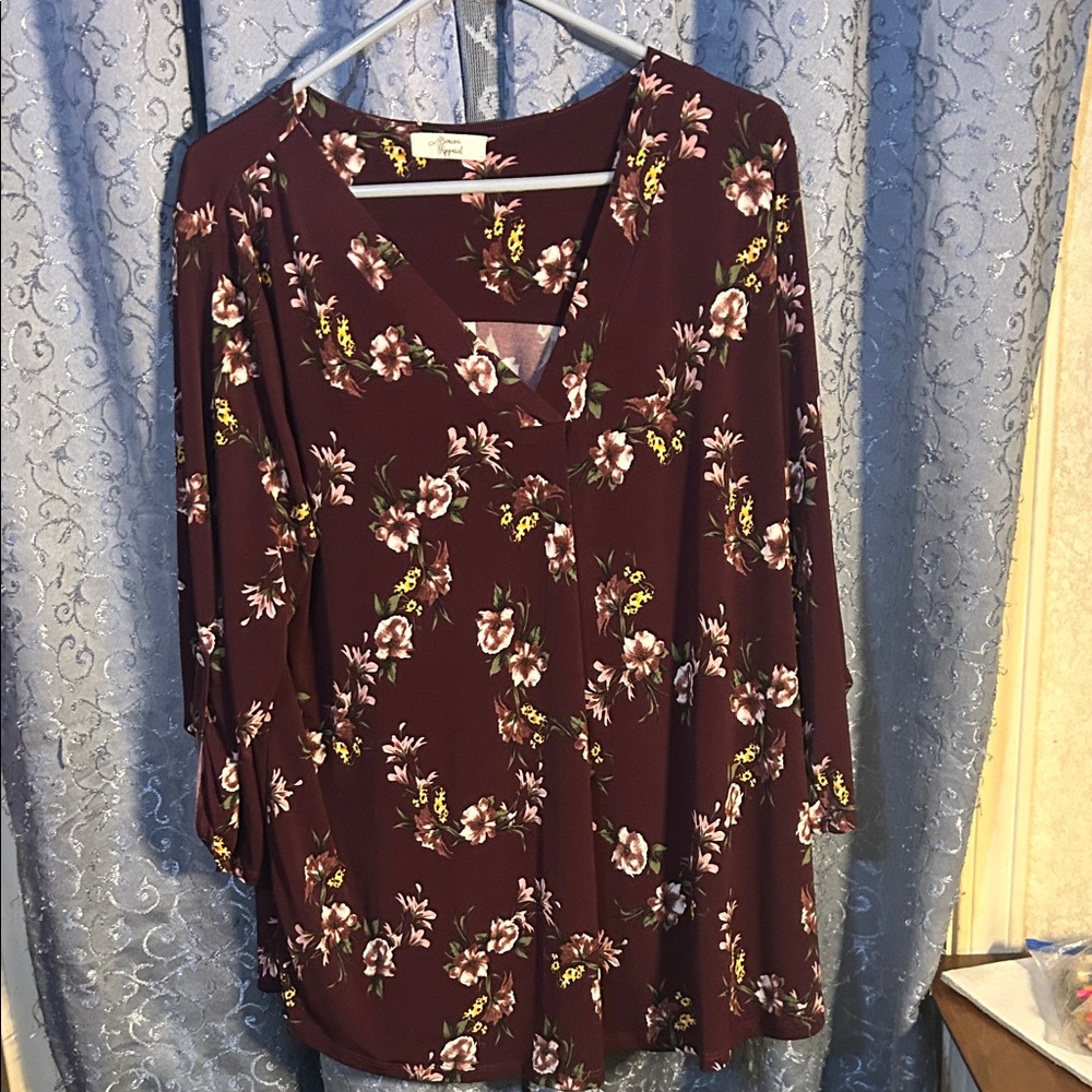 Elegant Floral V-Neck Blouse